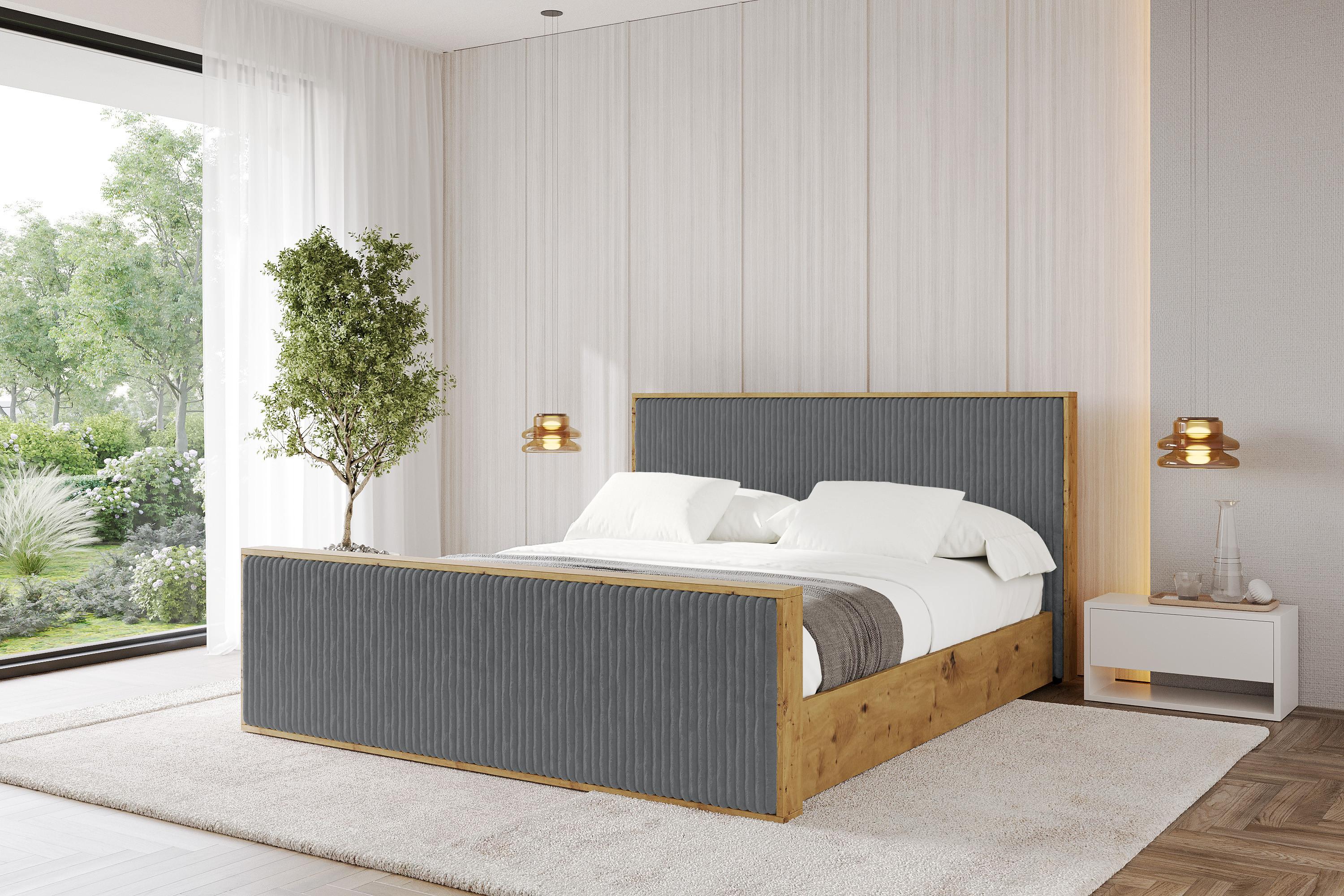 Boxbett mit Stauraum und Kopfteil ohne Matratze - ENZO10 160x200 Dunkelgrau