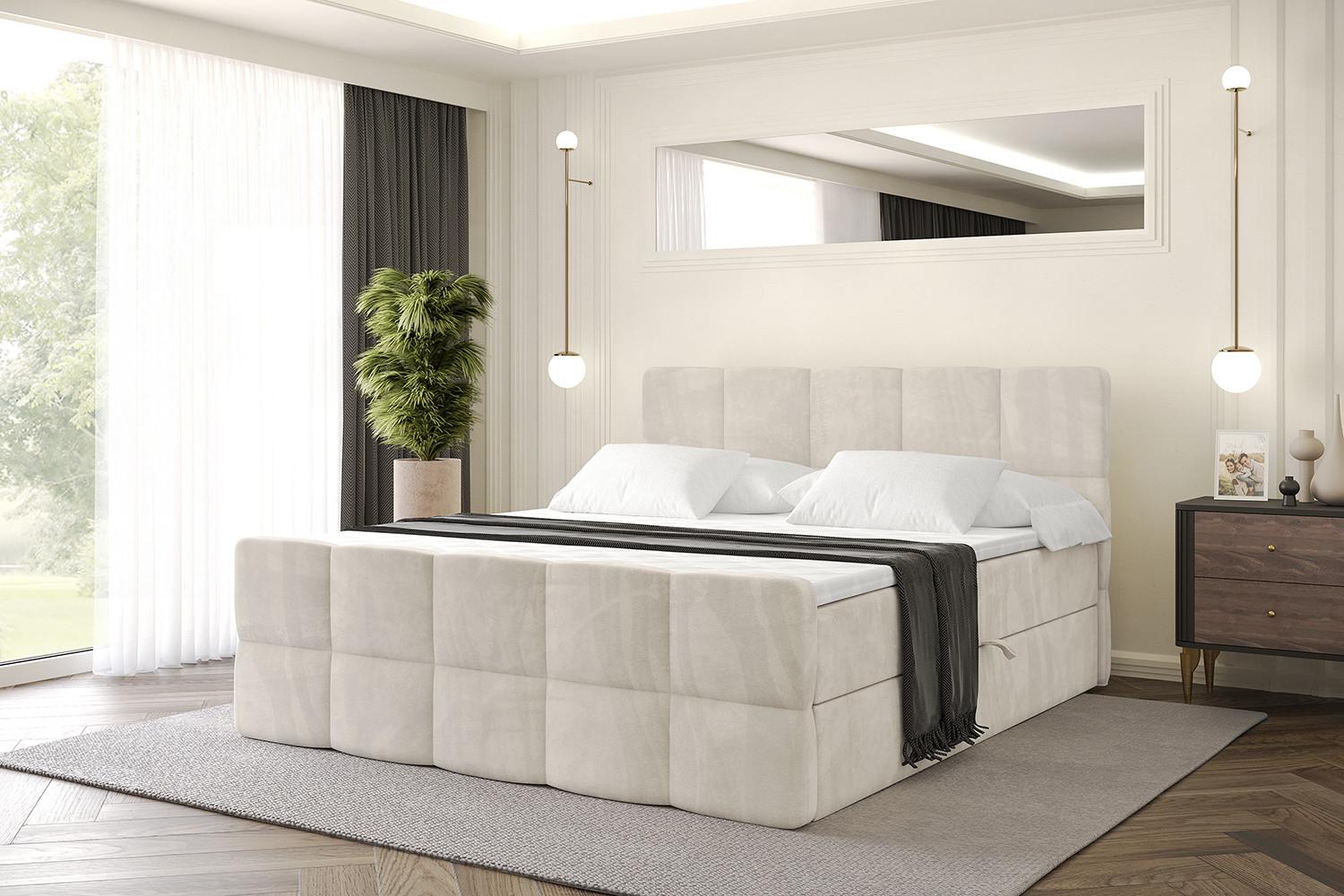 BOXBETT mit Matratze H4 und Lattenrost - LIRO-Z - 140x200 - Beige Casablanca Holzwerkstoff ALTDECOR Möbel > Betten > Boxspringbetten Beige