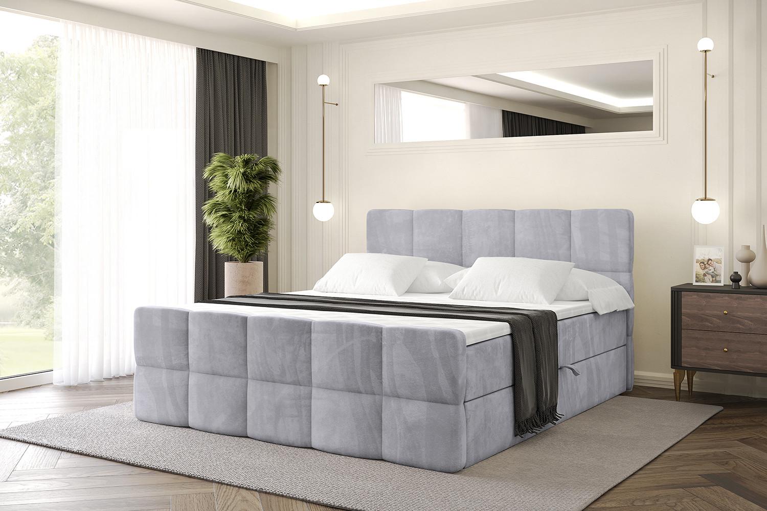 BOXBETT mit Matratze H4 und Lattenrost - LIRO-Z - 160x200 - Grau Monolith Holzwerkstoff ALTDECOR Möbel > Betten > Boxspringbetten Grau