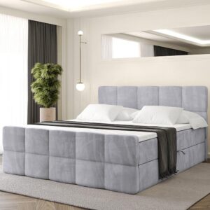 wohnli-moebel-suche-800001947984-1 BOXBETT mit Matratze H4 und Lattenrost - LIRO-Z - 140x200 - Grau Monolith Holzwerkstoff ALTDECOR Möbel > Betten > Boxspringbetten Grau