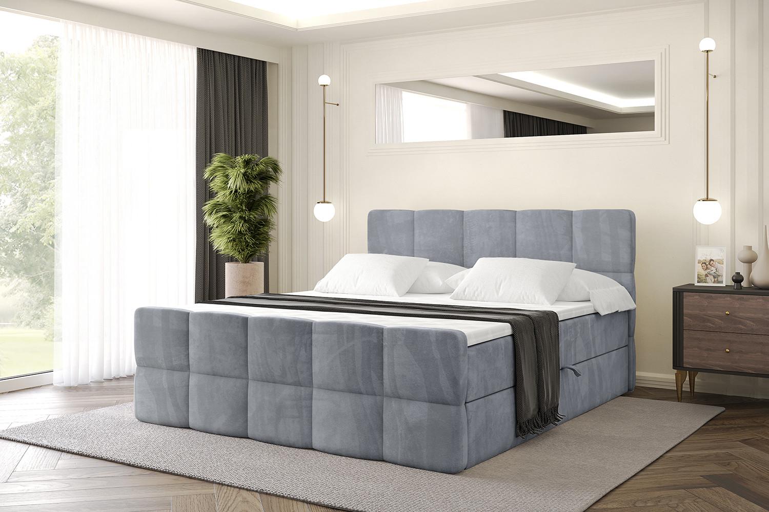 BOXBETT mit Matratze H4 und Lattenrost - LIRO-Z - 140x200 - Grau Casablanca Holzwerkstoff ALTDECOR Möbel > Betten > Boxspringbetten Grau