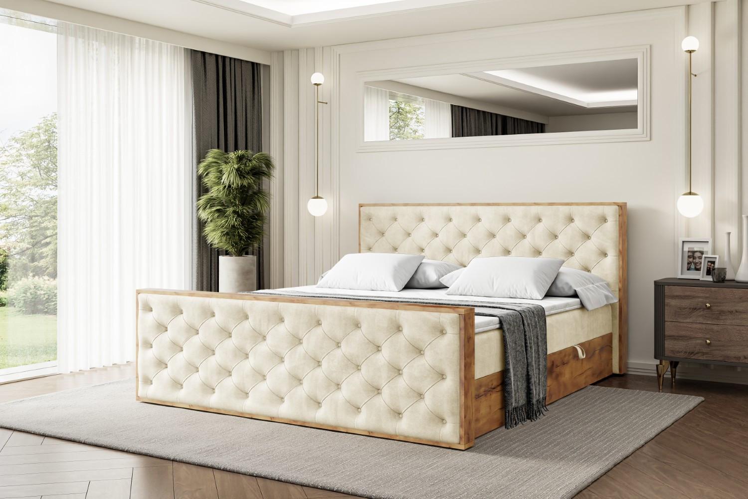 BOXBETT mit Matratze H4 und Lattenrost - LOLLI3-Z - 160x200 - Beige Monolith Holzwerkstoff ALTDECOR Möbel > Betten > Boxspringbetten Beige