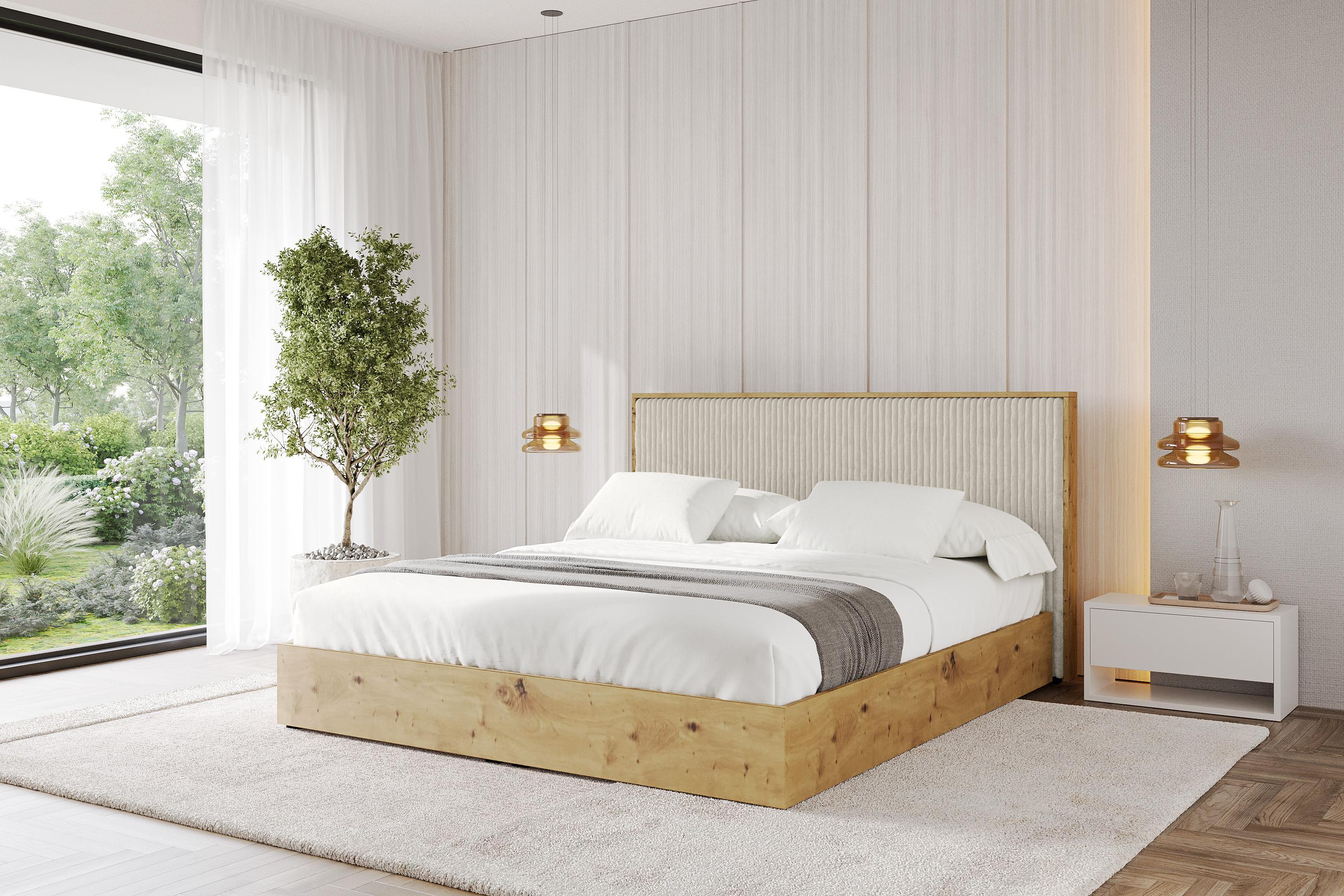 Boxbett mit Kopfteill und Stauraum ohne Matratze - ENZO10 160x200 Creme