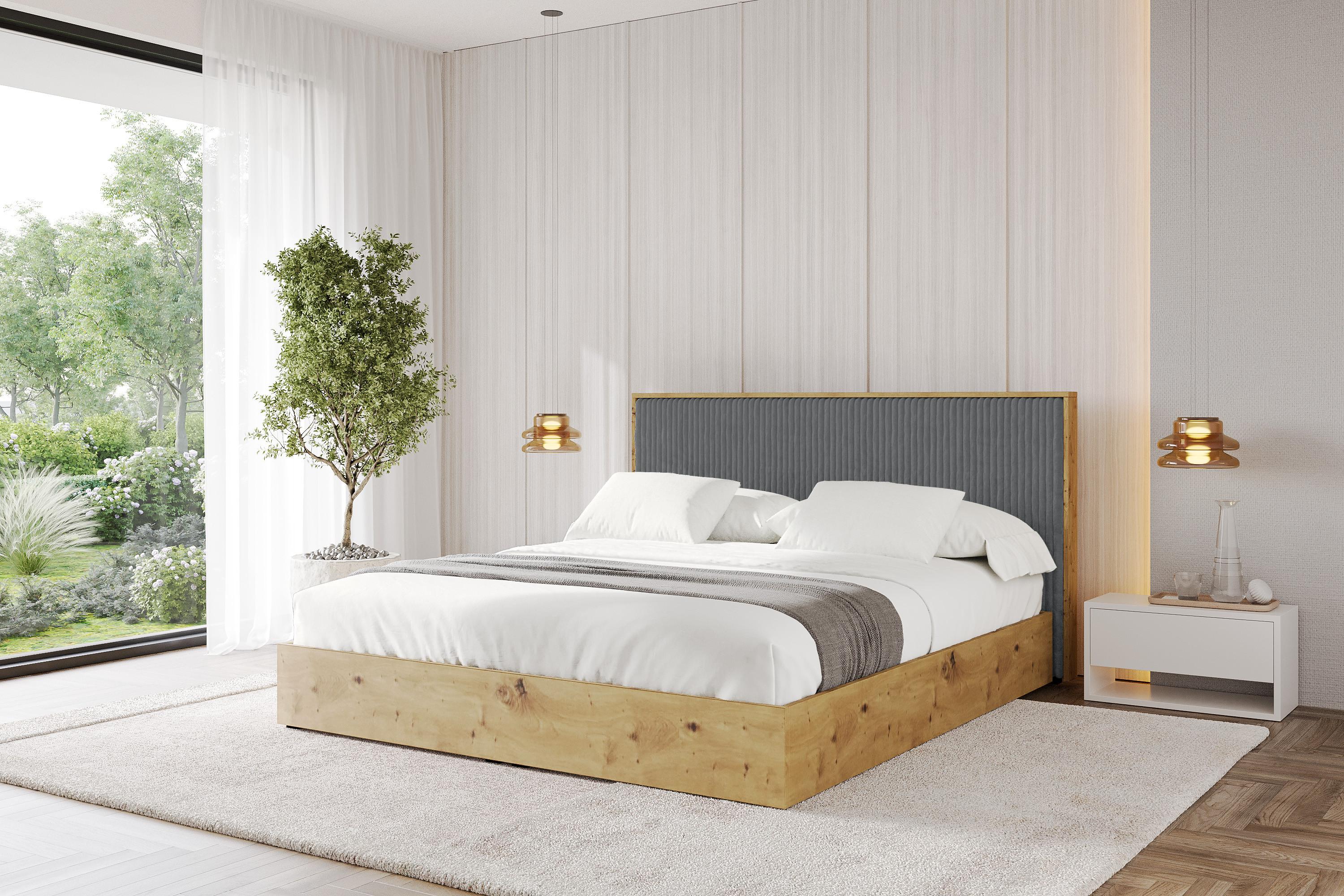 Boxbett mit Kopfteill und Stauraum ohne Matratze - ENZO10 120x200 Dunkelgrau