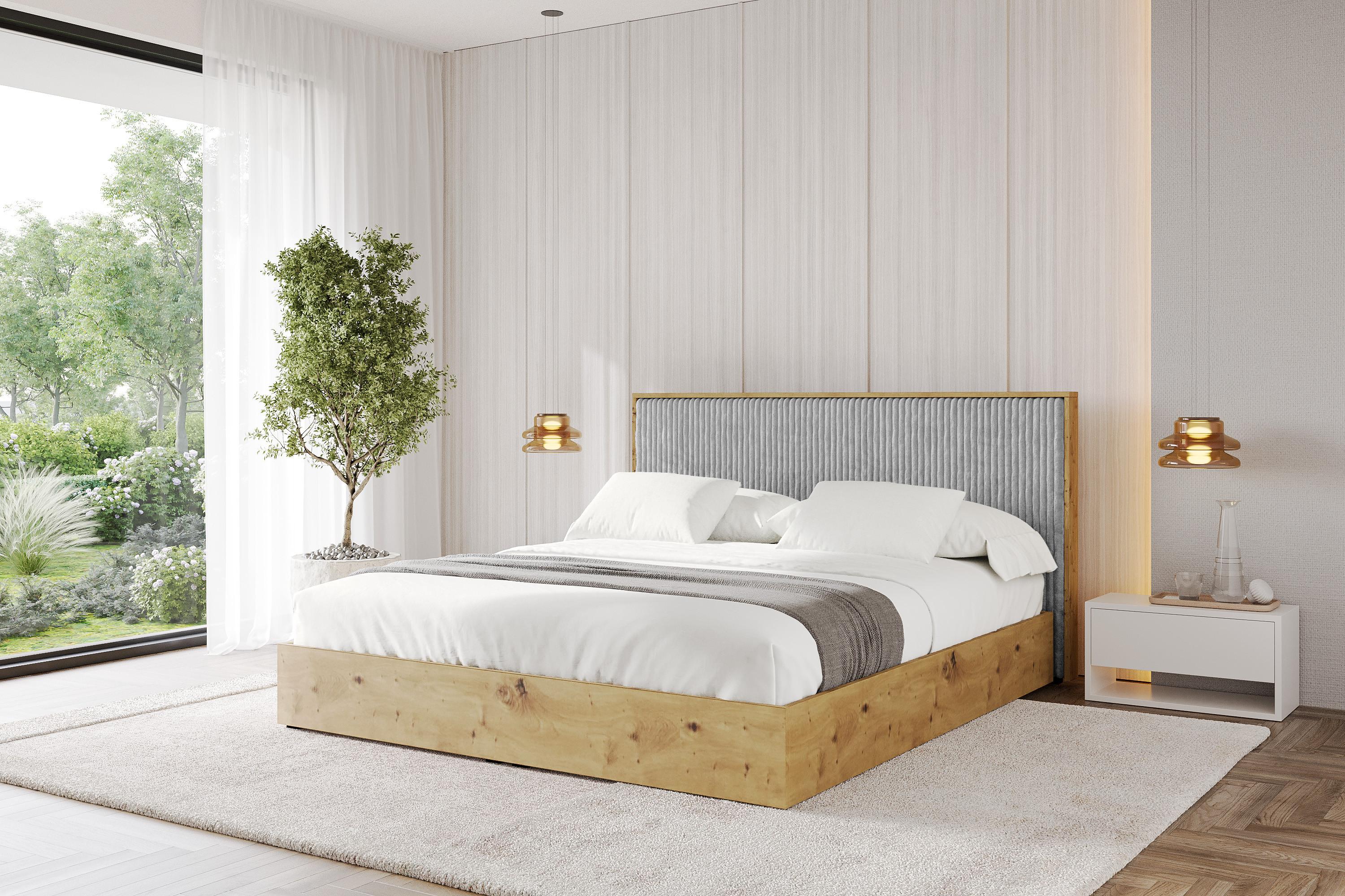 Boxbett mit Kopfteill und Stauraum ohne Matratze - ENZO10 200x200 Grau