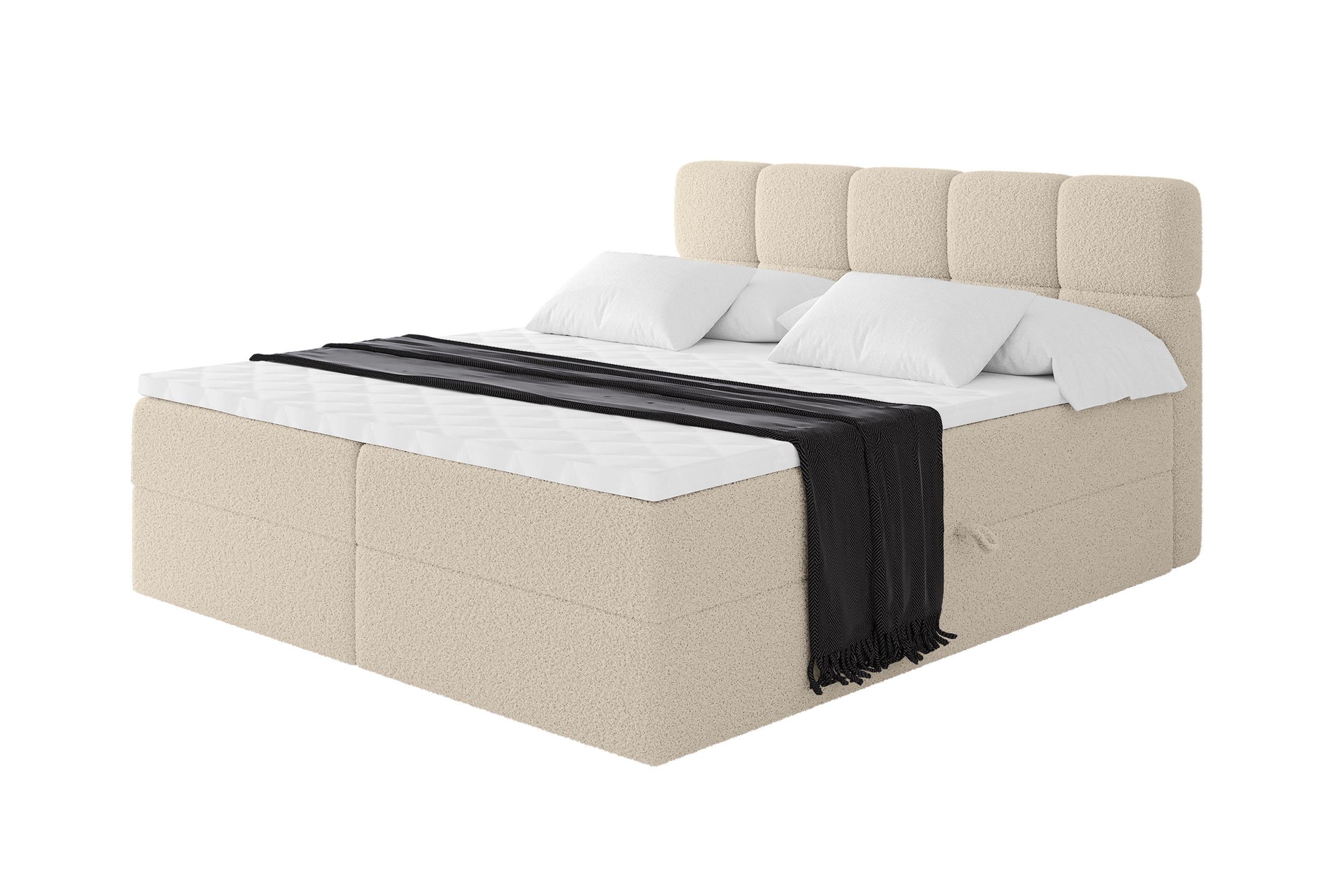 Wohnli Möbelsuche - BOXBETT mit Matratze H4 - FAMA - 180x200 cm Dunkelbeige Quelle