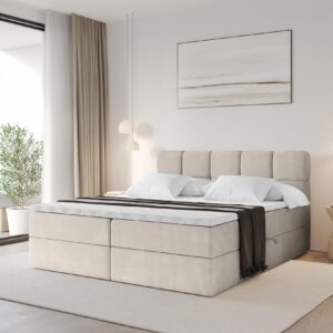 wohnli-moebel-suche-800001951329-1 BOXBETT mit Matratze H3 - FAMA - 120x200 cm Beige Casablanca Holzwerkstoff ALTDECOR Möbel > Betten > Boxspringbetten Beige