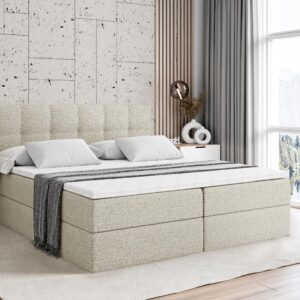 wohnli-moebel-suche-800001951386-1 BOXBETT mit Matratze H4 und Lattenrost - MARCE - 120x200 - H4 - Beige Holzwerkstoff ALTDECOR Möbel > Betten > Boxspringbetten Beige