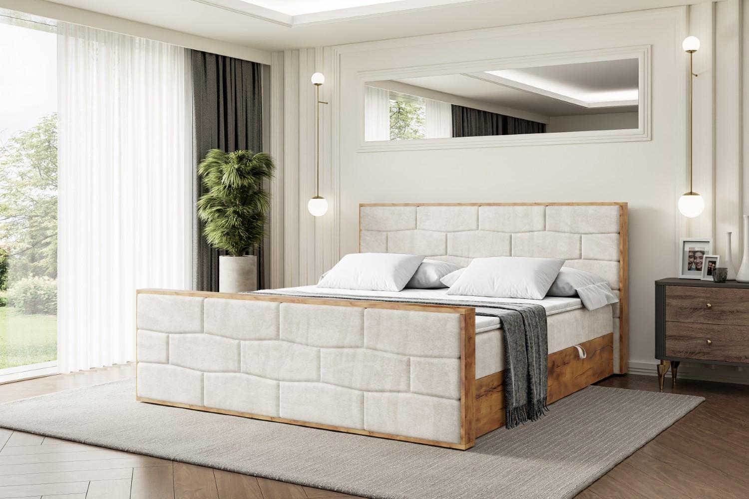 BOXBETT mit Matratze H4 und Lattenrost - LOLLI8-Z - 140x200 - Beige Casablanca Holzwerkstoff ALTDECOR Möbel > Betten > Boxspringbetten Beige