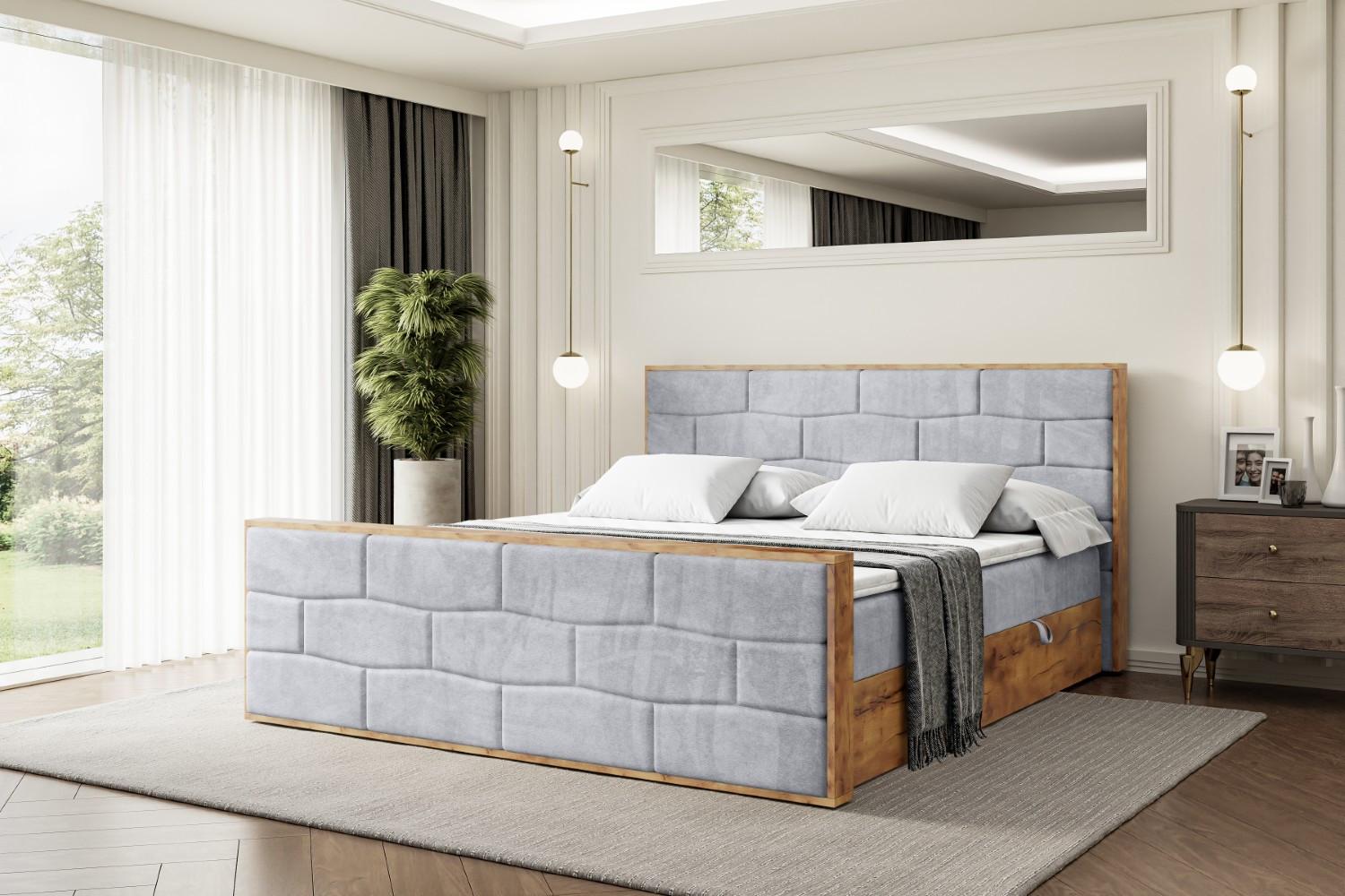 BOXBETT mit Matratze H4 und Lattenrost - LOLLI8-Z - 140x200 - Grau Monolith Holzwerkstoff ALTDECOR Möbel > Betten > Boxspringbetten Grau
