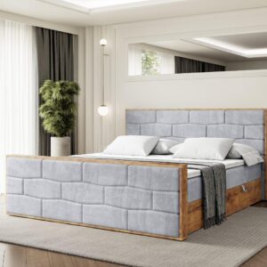 BOXBETT mit Matratze H4 und Lattenrost - LOLLI8-Z - 120x200 - Grau Monolith Holzwerkstoff ALTDECOR Möbel > Betten > Boxspringbetten Grau
