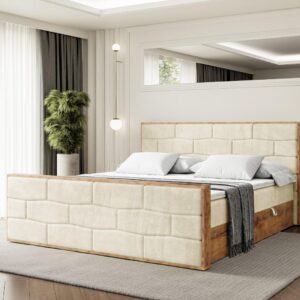 wohnli-moebel-suche-800001951597-1 BOXBETT mit Matratze H4 und Lattenrost - LOLLI8-Z - 160x200 - Beige Monolith Holzwerkstoff ALTDECOR Möbel > Betten > Boxspringbetten Beige