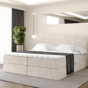 wohnli-moebel-suche-800001952550-1 BOXBETT mit Matratze H4 und Lattenrost - VEXA - 140x200 - Beige Casablanca Holzwerkstoff ALTDECOR Möbel > Betten > Boxspringbetten Beige