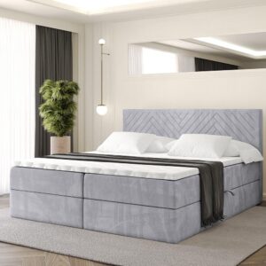wohnli-moebel-suche-800001952557-1 BOXBETT mit Matratze H4 und Lattenrost - VEXA - 180x200 - Grau Monolith Holzwerkstoff ALTDECOR Möbel > Betten > Boxspringbetten Grau