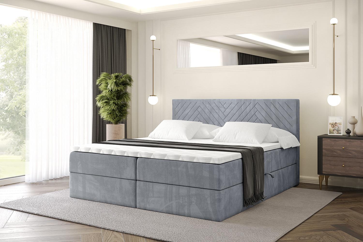 BOXBETT mit Matratze H4 und Lattenrost - VEXA - 140x200 - Grau Casablanca Holzwerkstoff ALTDECOR Möbel > Betten > Boxspringbetten Grau