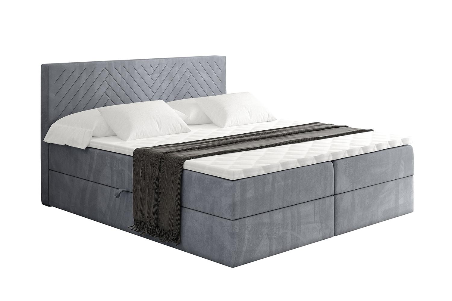 Wohnli Möbelsuche - BOXBETT mit Matratze H4 und Lattenrost - VEXA - 140x200 - Grau Casablanca
