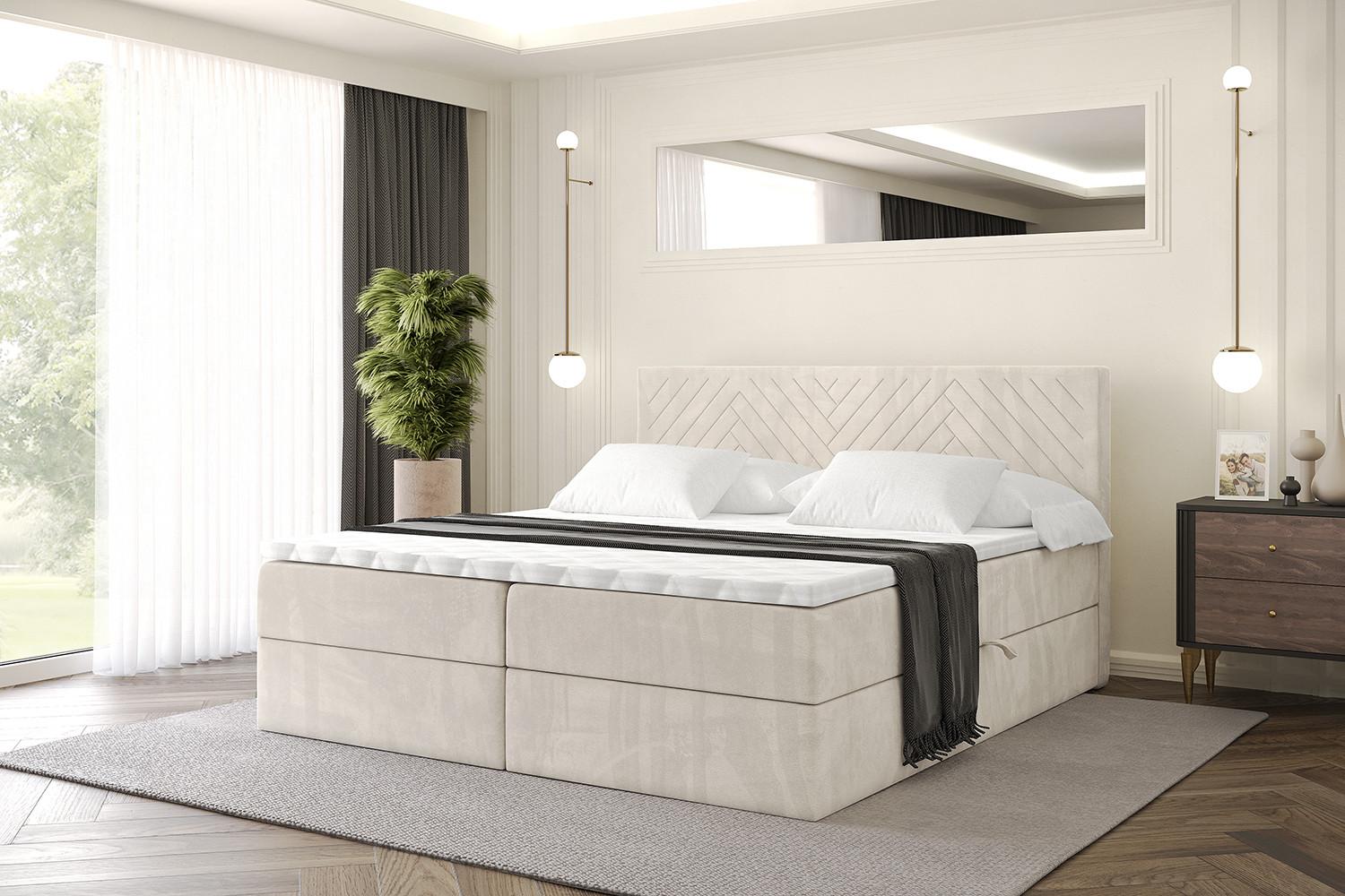 BOXBETT mit Matratze H3 und Lattenrost - VEXA - 180x200 - Beige Casablanca Holzwerkstoff ALTDECOR Möbel > Betten > Boxspringbetten Beige