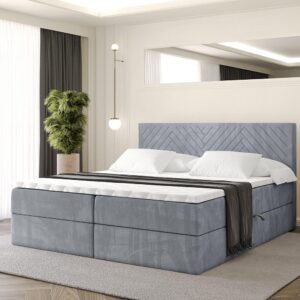 wohnli-moebel-suche-800001952597-1 BOXBETT mit Matratze H4 und Lattenrost - VEXA - 180x200 - Grau Casablanca Holzwerkstoff ALTDECOR Möbel > Betten > Boxspringbetten Grau