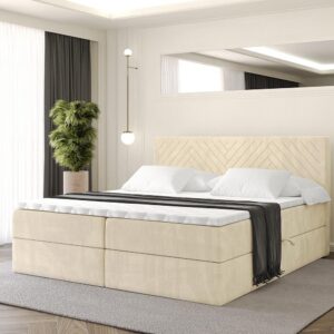 wohnli-moebel-suche-800001952623-1 BOXBETT mit Matratze H4 und Lattenrost - VEXA - 120x200 - Beige Monolith Holzwerkstoff ALTDECOR Möbel > Betten > Boxspringbetten Beige