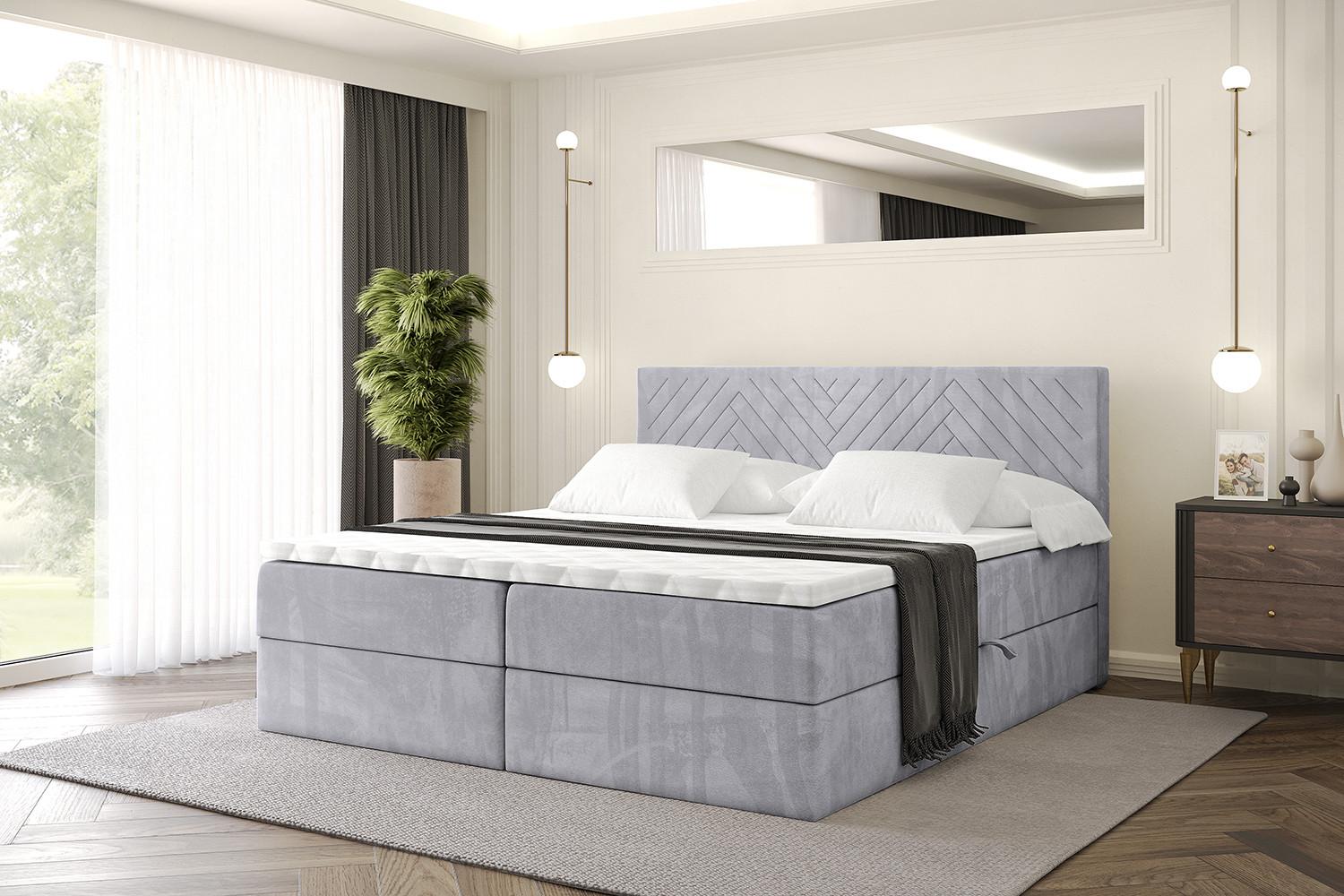 BOXBETT mit Matratze H4 und Lattenrost - VEXA - 200x200 - Grau Monolith Holzwerkstoff ALTDECOR Möbel > Betten > Boxspringbetten Grau