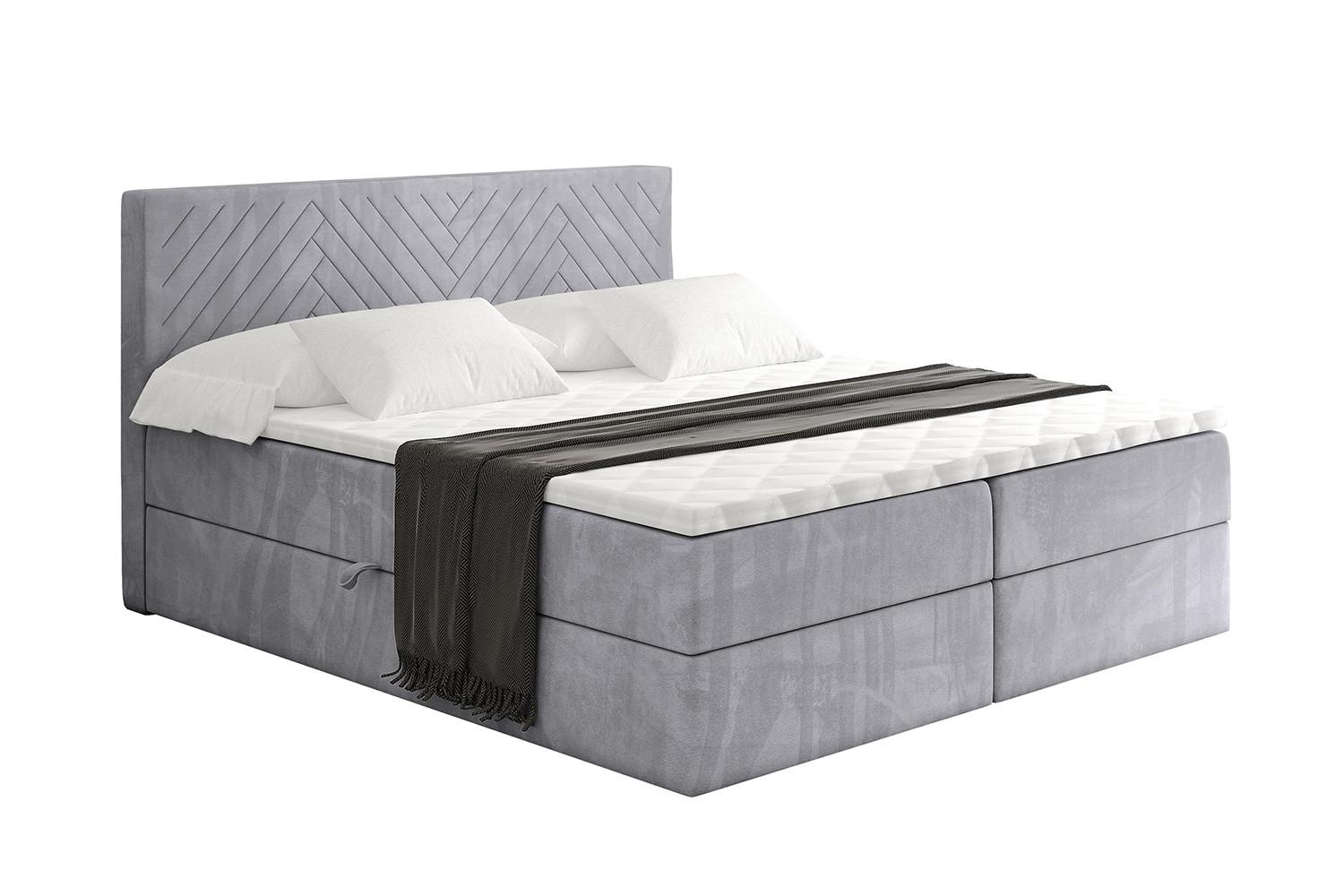 Wohnli Möbelsuche - BOXBETT mit Matratze H4 und Lattenrost - VEXA - 200x200 - Grau Monolith