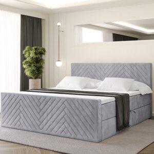 wohnli-moebel-suche-800001953161-1 BOXBETT mit Matratze H4 und Lattenrost - VEXA-Z - 140x200 - Grau Monolith Holzwerkstoff ALTDECOR Möbel > Betten > Boxspringbetten Grau