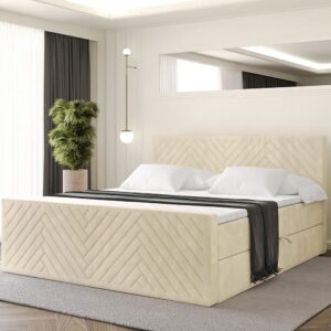 wohnli-moebel-suche-800001953167-1 BOXBETT mit Matratze H4 und Lattenrost - VEXA-Z - 140x200 - Beige Monolith Holzwerkstoff ALTDECOR Möbel > Betten > Boxspringbetten Beige