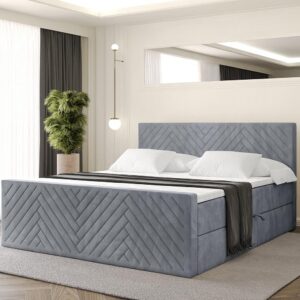 wohnli-moebel-suche-800001953173-1 BOXBETT mit Matratze H4 und Lattenrost - VEXA-Z - 200x200 - Grau Casablanca Holzwerkstoff ALTDECOR Möbel > Betten > Boxspringbetten Grau