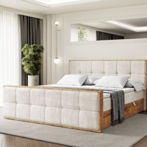 BOXBETT mit Matratze H4 und Lattenrost - LOLLI7-Z - 200x200 - Beige Casablanca Holzwerkstoff ALTDECOR Möbel > Betten > Boxspringbetten Beige