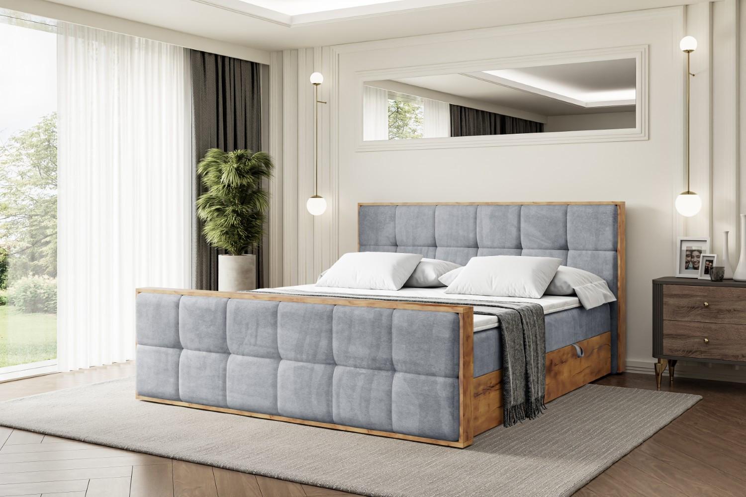 BOXBETT mit Matratze H4 und Lattenrost - LOLLI7-Z - 200x200 - Grau Casablanca Holzwerkstoff ALTDECOR Möbel > Betten > Boxspringbetten Grau