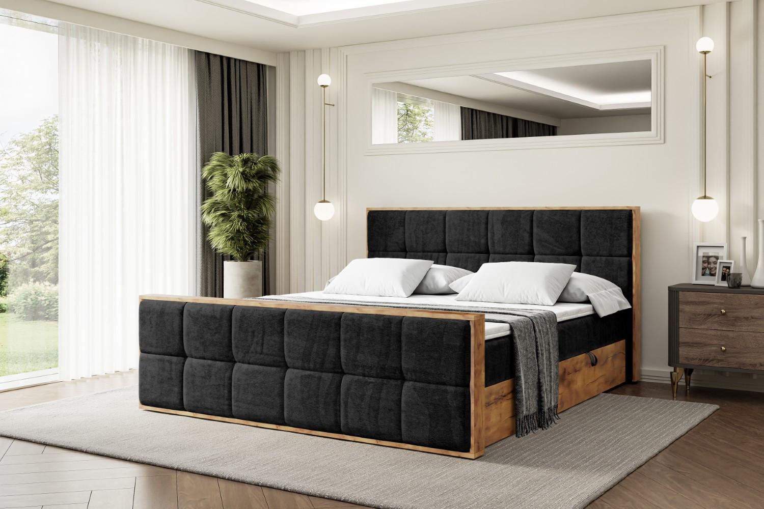 BOXBETT mit Matratze H4 und Lattenrost - LOLLI7-Z - 160x200 - Schwarz Casablanca Holzwerkstoff ALTDECOR Möbel > Betten > Boxspringbetten Schwarz