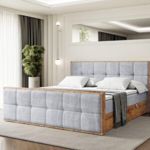 wohnli-moebel-suche-800001953575-1 BOXBETT mit Matratze H4 und Lattenrost - LOLLI7-Z - 140x200 - Grau Monolith Holzwerkstoff ALTDECOR Möbel > Betten > Boxspringbetten Grau