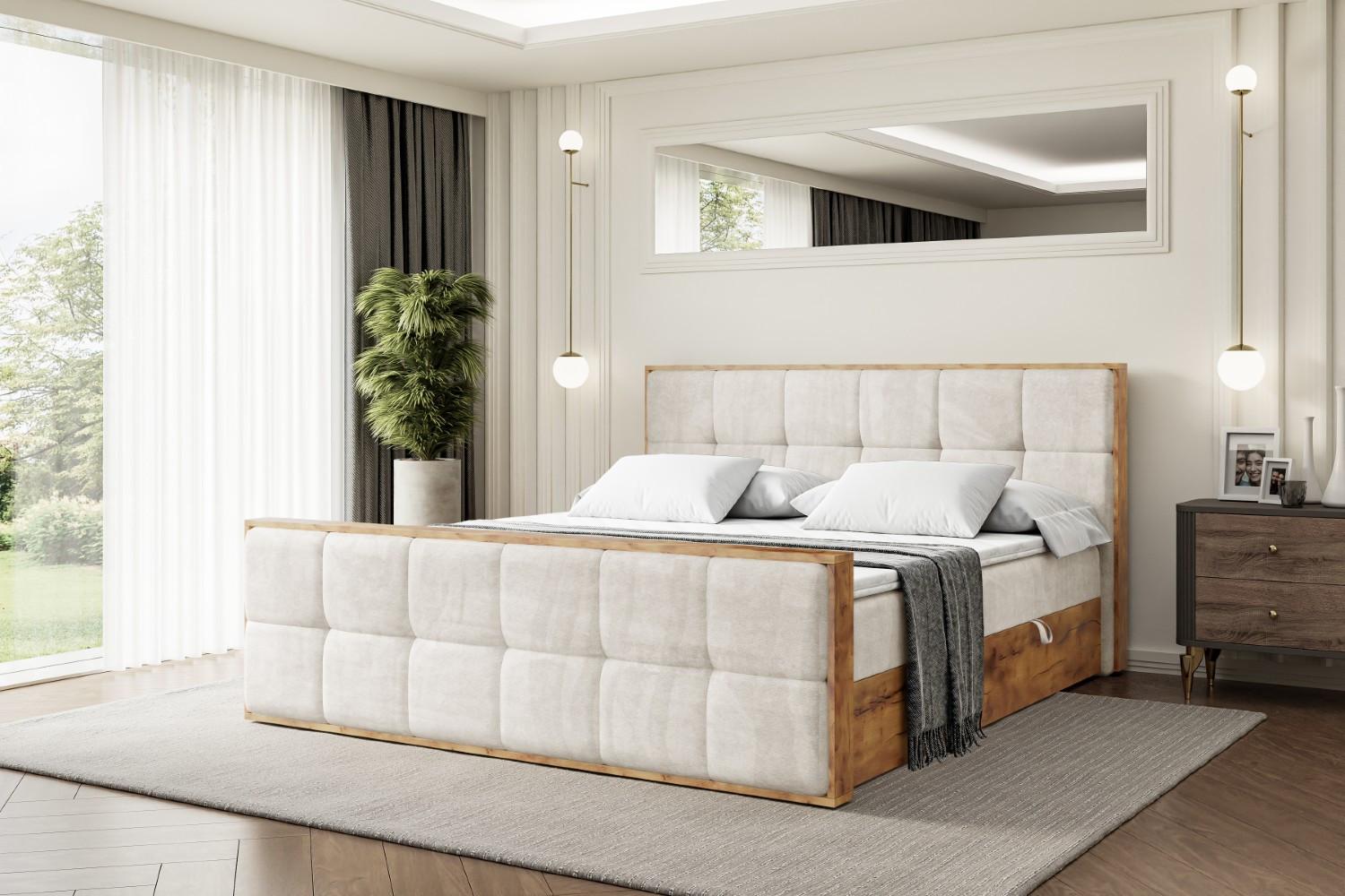 BOXBETT mit Matratze H4 und Lattenrost - LOLLI7-Z - 120x200 - Beige Casablanca Holzwerkstoff ALTDECOR Möbel > Betten > Boxspringbetten Beige