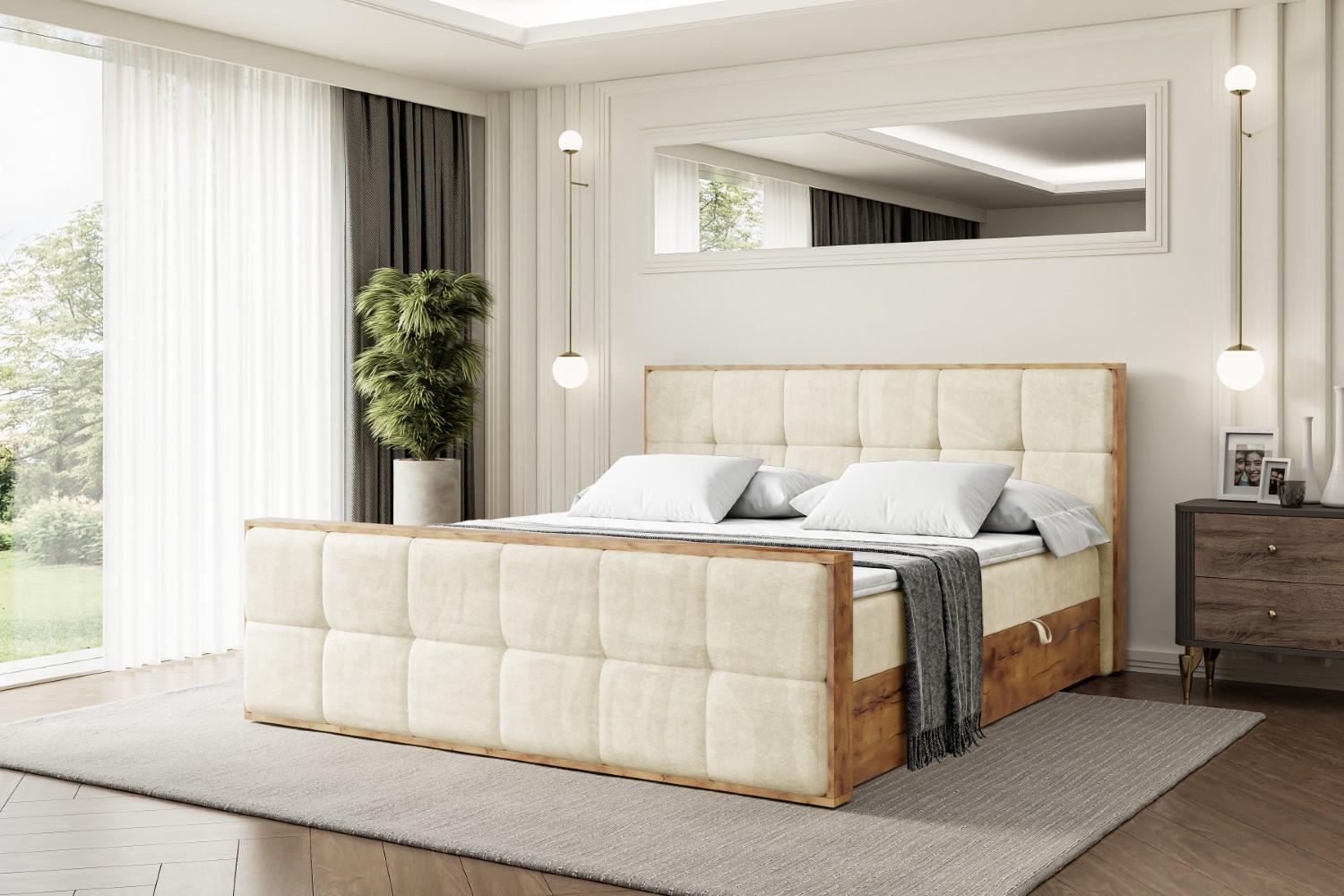 BOXBETT mit Matratze H4 und Lattenrost - LOLLI7-Z - 160x200 - Beige Monolith Holzwerkstoff ALTDECOR Möbel > Betten > Boxspringbetten Beige