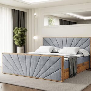 wohnli-moebel-suche-800001954188-1 BOXBETT mit Matratze H4 und Lattenrost - LOLLI6-Z - 200x200 - Grau Casablanca Holzwerkstoff ALTDECOR Möbel > Betten > Boxspringbetten Grau