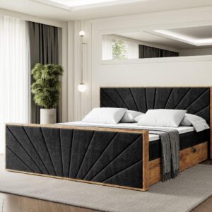 wohnli-moebel-suche-800001954211-1 BOXBETT mit Matratze H4 und Lattenrost - LOLLI6-Z - 200x200 - Schwarz Casablanca Holzwerkstoff ALTDECOR Möbel > Betten > Boxspringbetten Schwarz