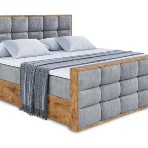 Wohnli Möbelsuche - BOXBETT mit Matratze H4 und Lattenrost - LOLLI2-Z - 200x200 - Grau Casablanca