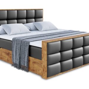 Wohnli Möbelsuche - BOXBETT mit Matratze H4 und Lattenrost - LOLLI2-Z - 180x200 - Schwarz Kunstleder