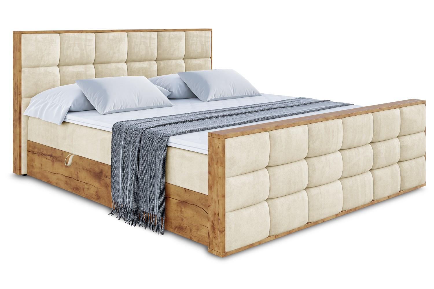 Wohnli Möbelsuche - BOXBETT mit Matratze H4 und Lattenrost - LOLLI2-Z - 200x200 - Beige Monolith