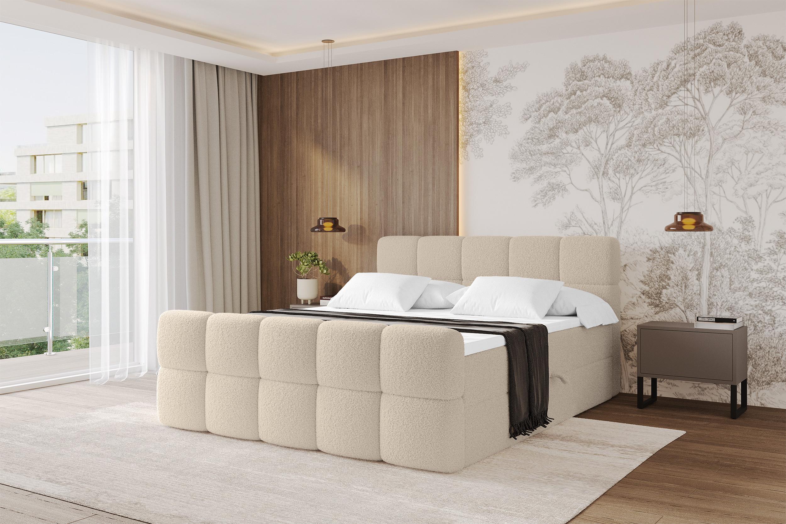 BOXBETT mit Matratze H3 - FAMA-Z - 200x200 cm Dunkelbeige Quelle Holzwerkstoff ALTDECOR Möbel > Betten > Boxspringbetten Weiß