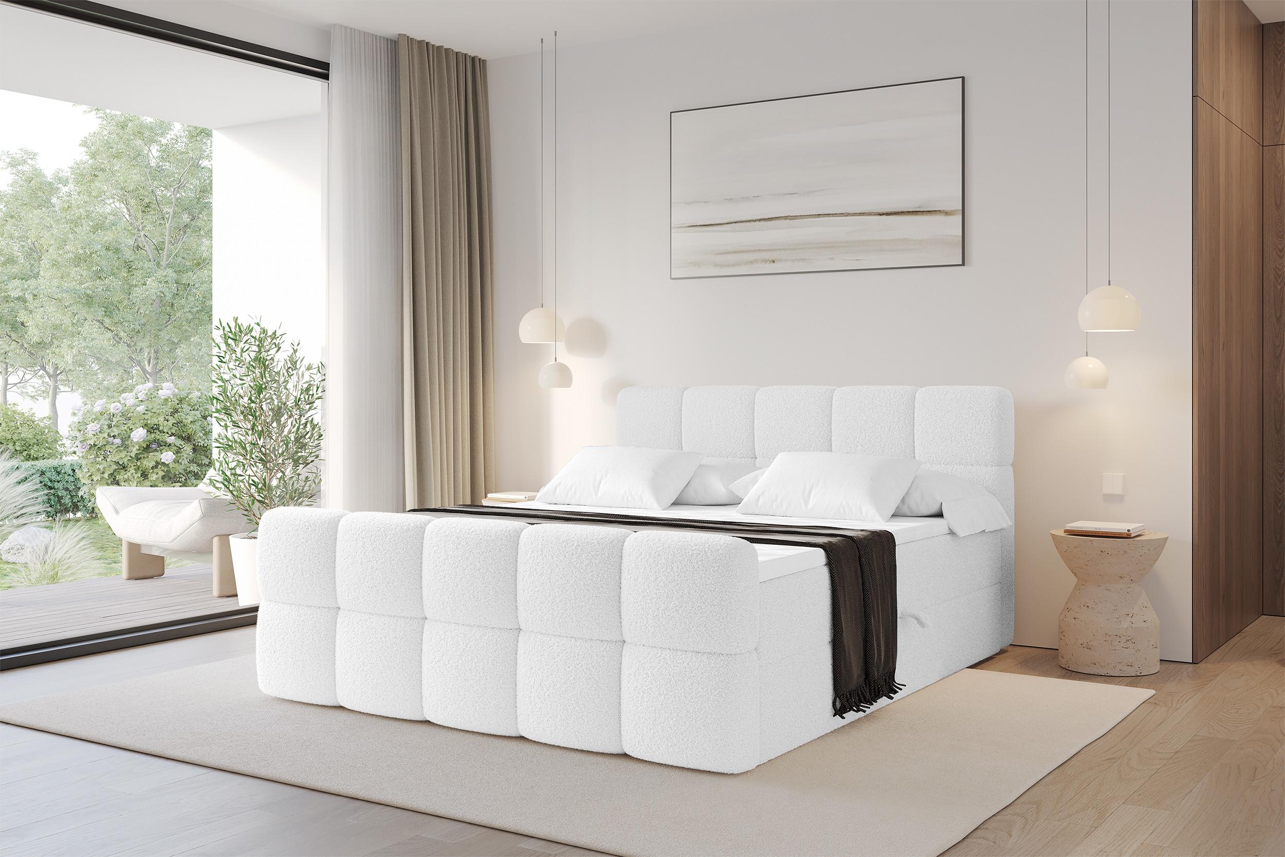 BOXBETT mit Matratze H4 - FAMA-Z - 160x200 cm Weiß Quelle Holzwerkstoff ALTDECOR Möbel > Betten > Boxspringbetten Weiß