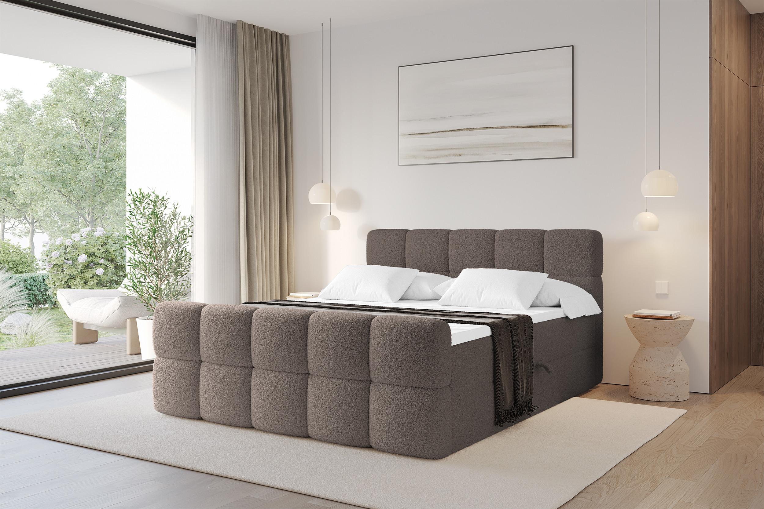 BOXBETT mit Matratze H4 - FAMA-Z - 160x200 cm Braun Quelle Holzwerkstoff ALTDECOR Möbel > Betten > Boxspringbetten Braun