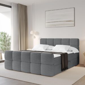 wohnli-moebel-suche-800001955168-1 BOXBETT mit Matratze H3 - FAMA-Z - 160x200 cm Dunkelgrau Poso Holzwerkstoff ALTDECOR Möbel > Betten > Boxspringbetten Taupe
