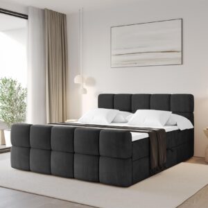 wohnli-moebel-suche-800001955215-1 BOXBETT mit Matratze H3 - FAMA-Z - 180x200 cm Schwarz Casablanca Holzwerkstoff ALTDECOR Möbel > Betten > Boxspringbetten Schwarz