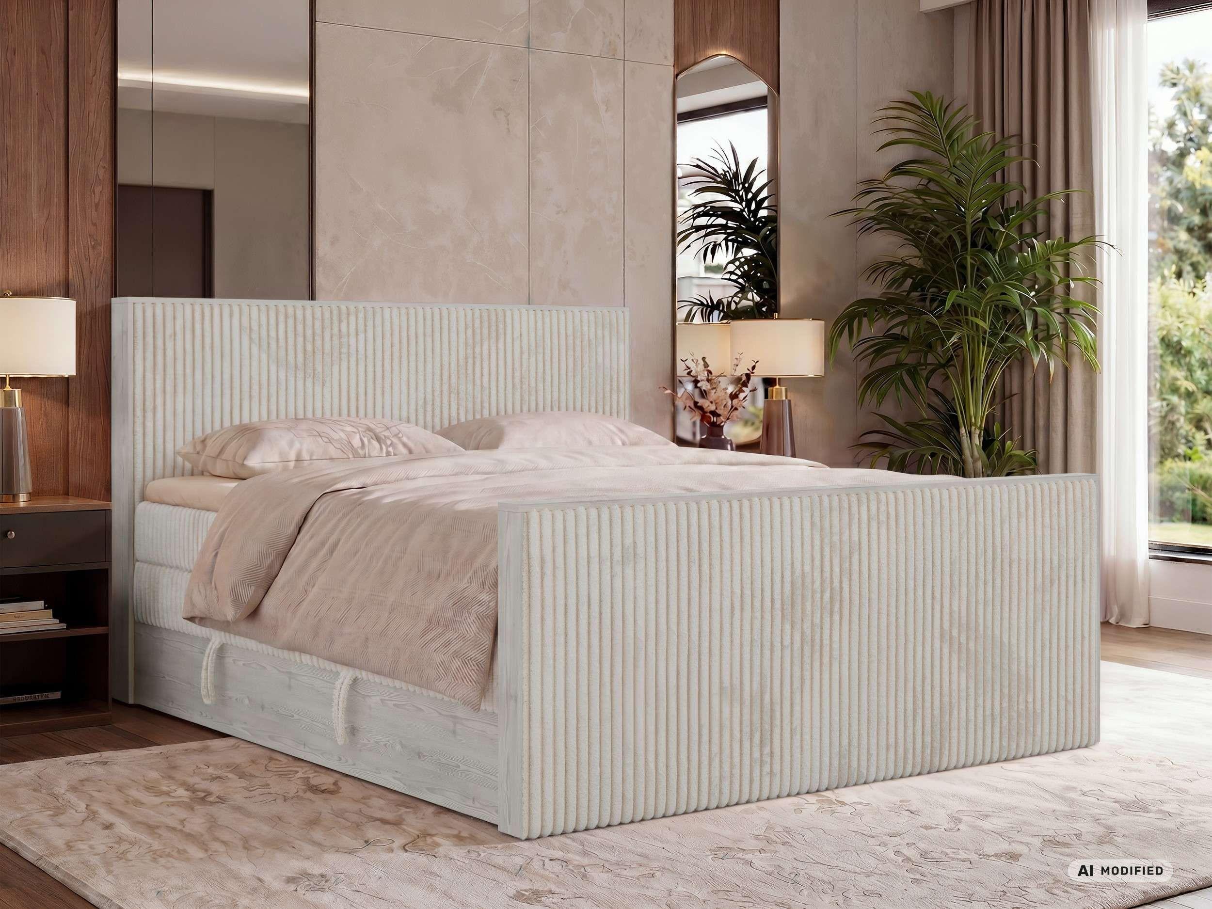 BOXSPRINGBETT NORDIC KING DUO 200/200 - Beige Cord - Topper T25 - H3 Textil MKS Möbel > Betten > Boxspringbetten Beige