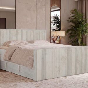 BOXSPRINGBETT NORDIC KING DUO 200/200 - Beige Cord - Topper T25 - H4 Textil MKS Möbel > Betten > Boxspringbetten Beige