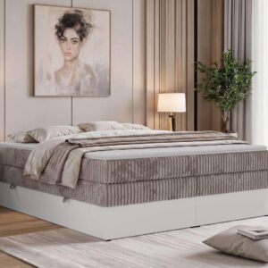 wohnli-moebel-suche-800001964944-1 BOXSPRINGBETT TRAVIT ZERO KING 140/200 - Hellbraun Cord - Topper T25 - H4 Textil MKS Möbel > Betten > Boxspringbetten Braun