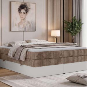 wohnli-moebel-suche-800001964947-1 BOXSPRINGBETT TRAVIT ZERO KING 160/200 - Braun Cord - Topper T25 - H4 Textil MKS Möbel > Betten > Boxspringbetten Braun