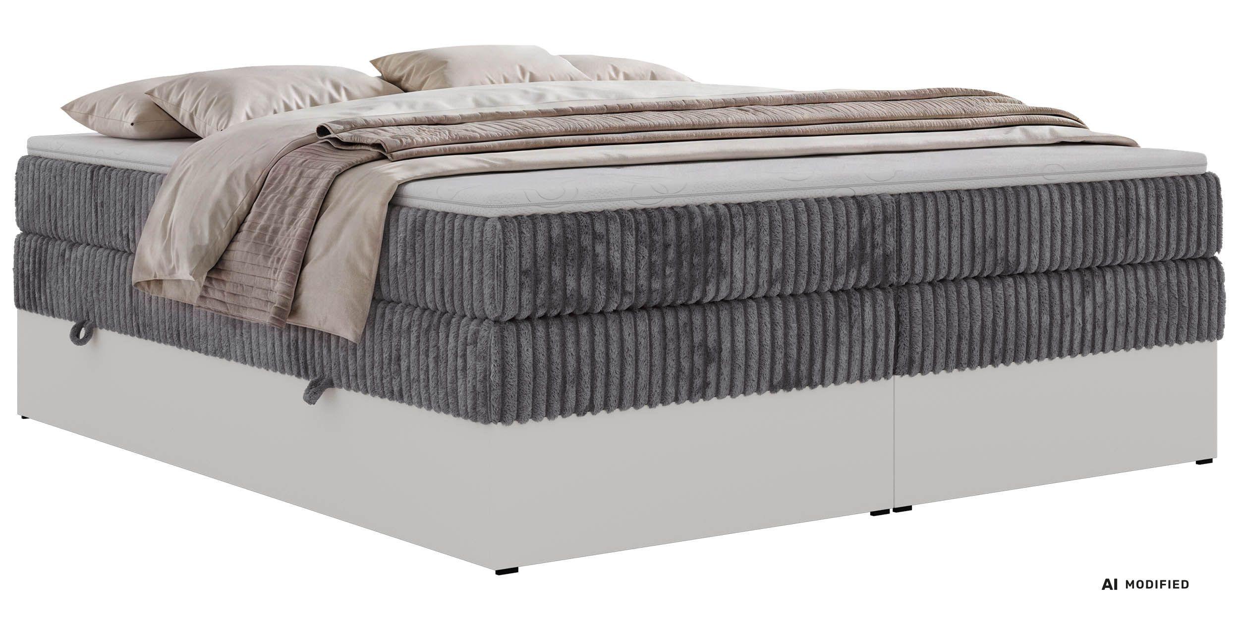 wohnli-moebel-suche-800001964990 Wohnli Möbelsuche - BOXSPRINGBETT TRAVIT ZERO KING 160/200 - Grau Cord - Topper T25 - H4