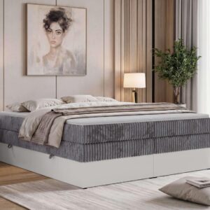wohnli-moebel-suche-800001965018-1 BOXSPRINGBETT TRAVIT ZERO KING 140/200 - Grau Cord - Topper T25 - H3 Textil MKS Möbel > Betten > Boxspringbetten Grau